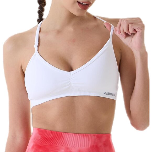 Women’s Seamless Backless Sports Bra Nylon Spandex Medium Support Crop Top - Picture 2 of 7